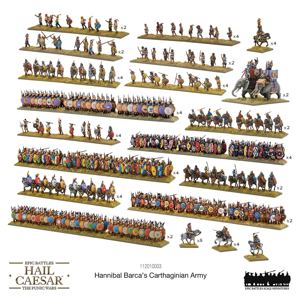 The Hannibal Barca’s Carthaginian Army boxed set contains: