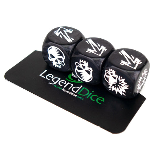 Blocking Dice Set Black With White Pips