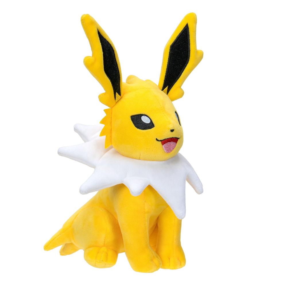 Pick up your own cuddly Pokémon plush and celebrate this much loved game franchise. This soft plush toy depicts the electric type lightning Pokémon Jolteon, with a soft fabric, this cuddly toy is a perfect gift for fans of Pokémon.