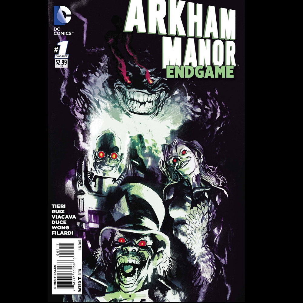 Arkham Manor: Endgame #1 from DC comics by Frank Tieri with art by Felix Ruiz and Christian Duce. When he was trained, the administration had tried to prepare Stone for the Joker - but that was impossible. The Joker unleashed a gas in the hallways, as the prisoners began to escape their cells. 