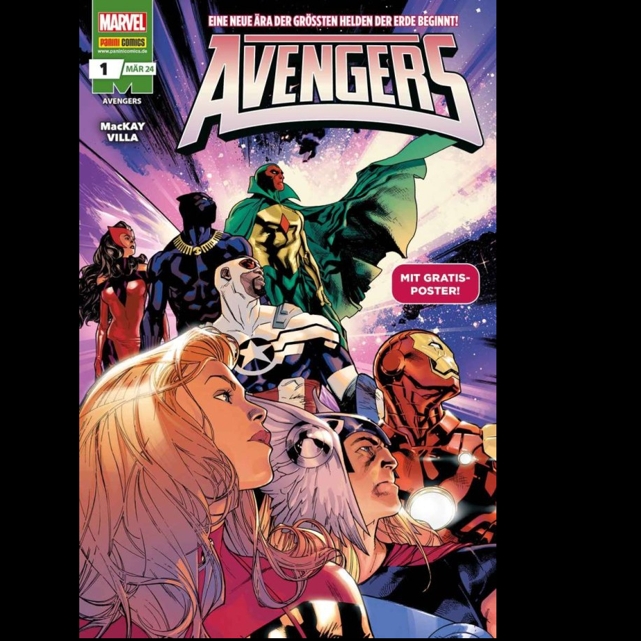 Avengers #1 from Marvel Comics written by Jed MacKay with art by Carlos Villa. 