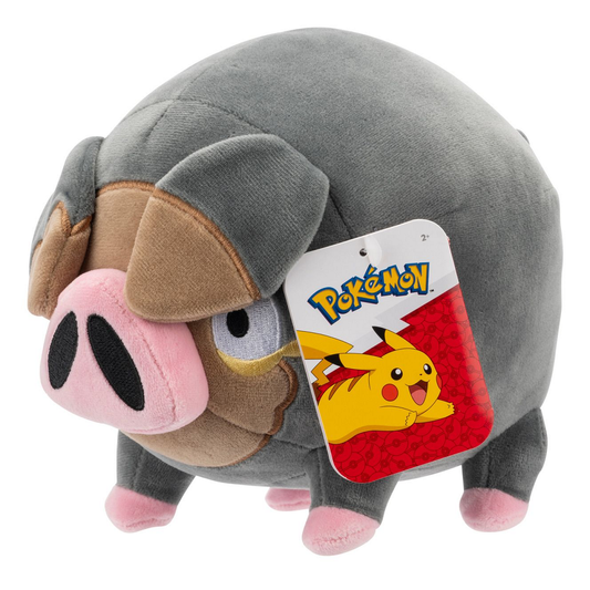 A 12" Lechonk Pokémon plush making a great gift for a fan of the normal, hog Pokémon. Lechonk was introduced in generation nine and uses its sense of smell to find and eat only the most fragrant wild grasses and berries.