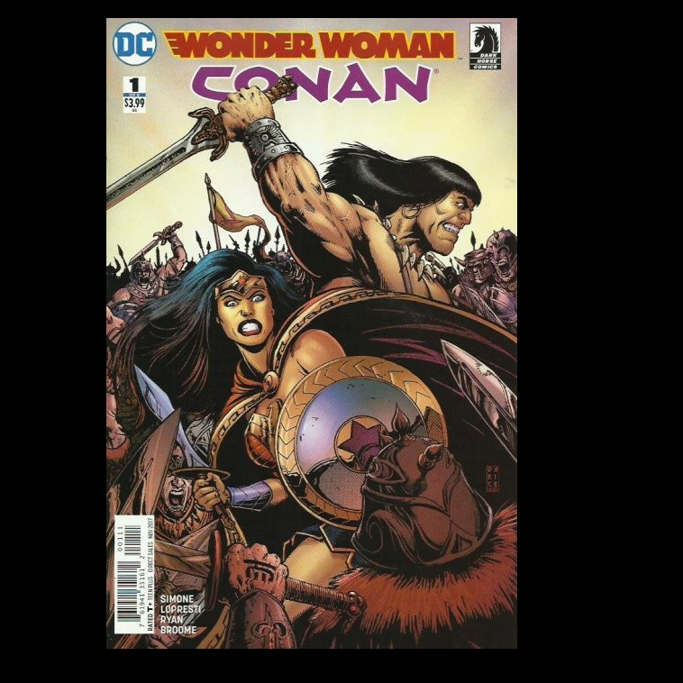 Wonder Woman / Conan #1 from DC co-published with Dark Horse Comics written by Gail Simone with art by Aaron Lopresti