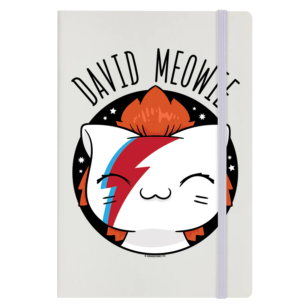 David Meowie Cream A5 Hard Cover Notebook V.I. Pets