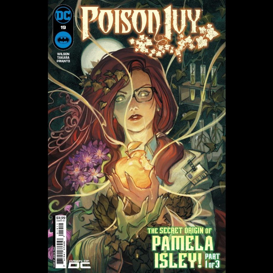 Poison Ivy #19 from DC with cover art A, written by G Willow Wilson with art by Marcio Takara. Long has her tale been told by others, but witness for the first time — in intimate detail — the one true secret origin of Poison Ivy, as revealed by the viridescent villainess herself.&nbsp;