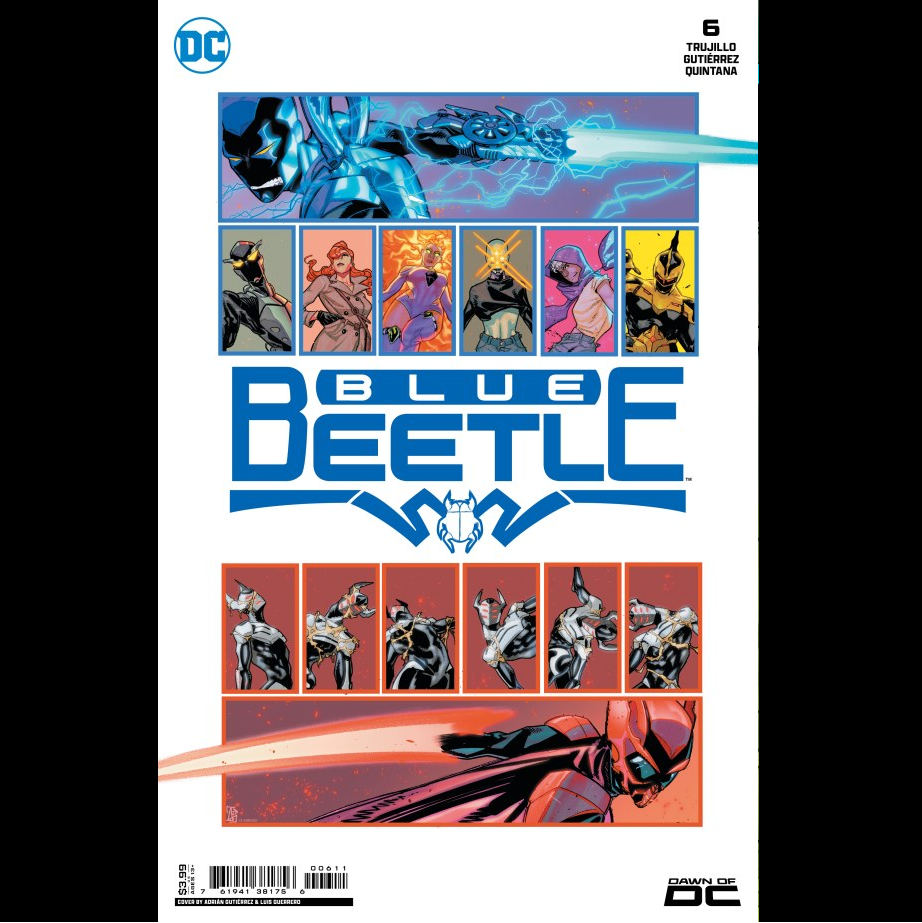 Blue Beetle #6 from DC with cover art A written by Josh Trujillo and art by Adrian Gutierrez. Blue Beetle's final showdown with the Blood Scarab begins. Only one scarab wielder will be left standing!&nbsp; &nbsp;