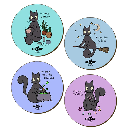 Spooky Cat Witchcraft Coasters. ...