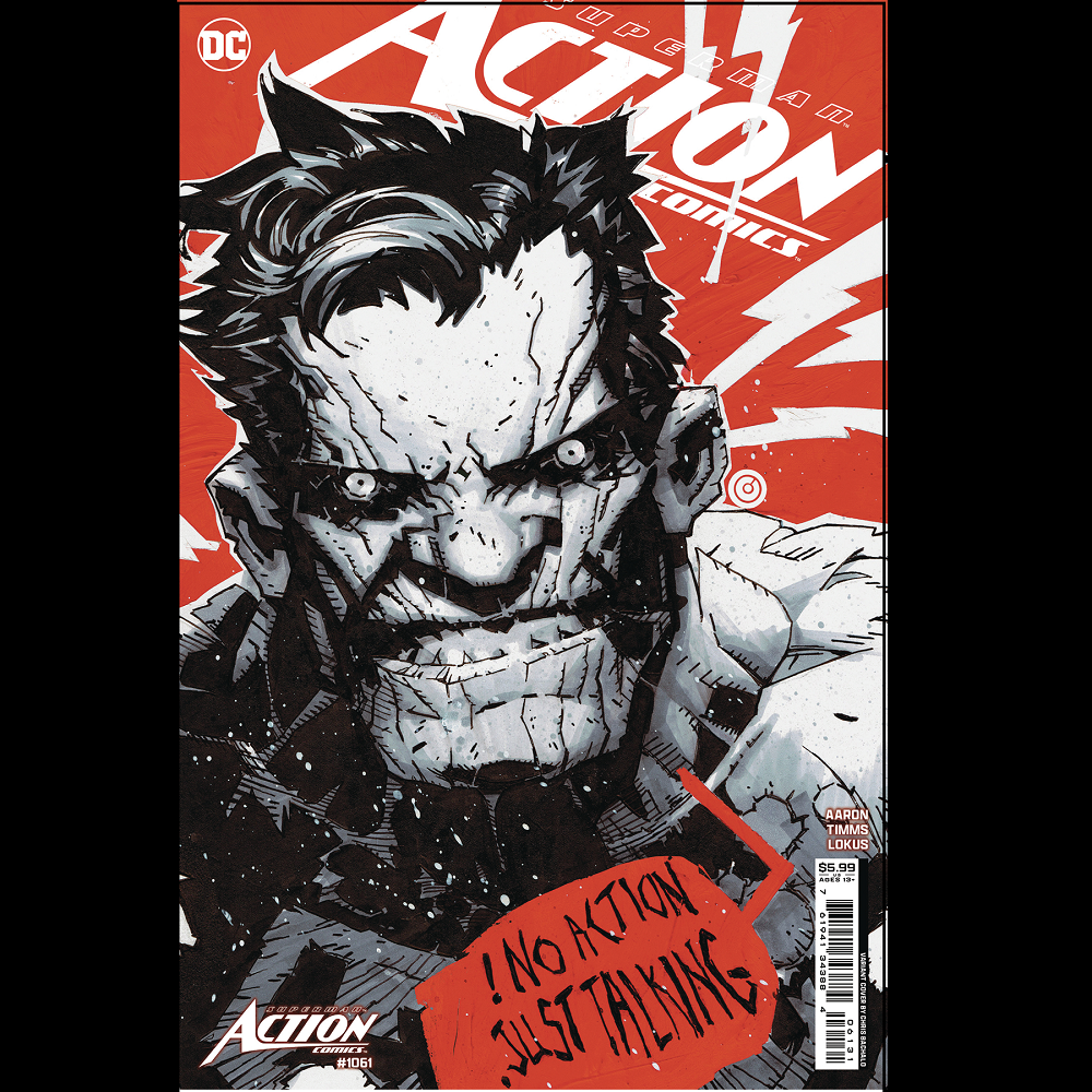 Superman Action Comics #1061 by DC comics written by Jason Aaron with art by John Timms with cover art variant B by Chris Bachalo. Bizarro part one, when Superman’s doppelganger discovers a dark secret about himself, it unleashes the most dangerous version of Bizarro the world has ever seen. 