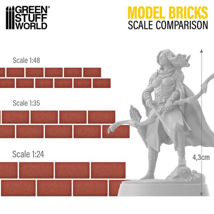 Red Model Paving Bricks x2000 - 1:35 scale