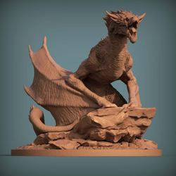Wyvern by Iron Gate Scenery.&nbsp; A 28mm scale printed resin miniature representing a Wyvern sat majestically upon a rock with its mouth open as if roaring, a great edition to your miniature collection, for your painting joy or as a monster in your Dungeons and Dragons (D&amp;D) or RPG game