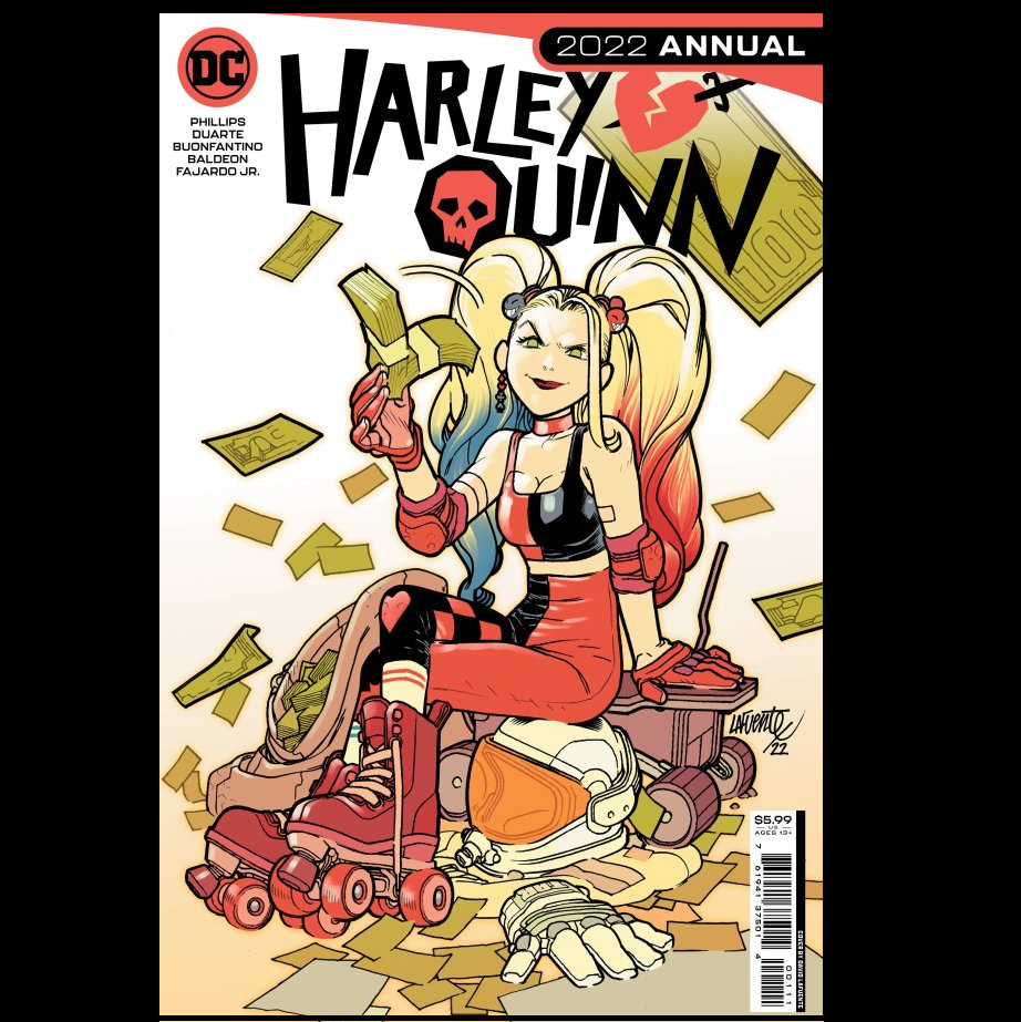 Harley Quinn 2022 Annual from DC comics written by Stephanie Phillips with art by David Baldeon, Georges Duarte and Simone Buonfantino.