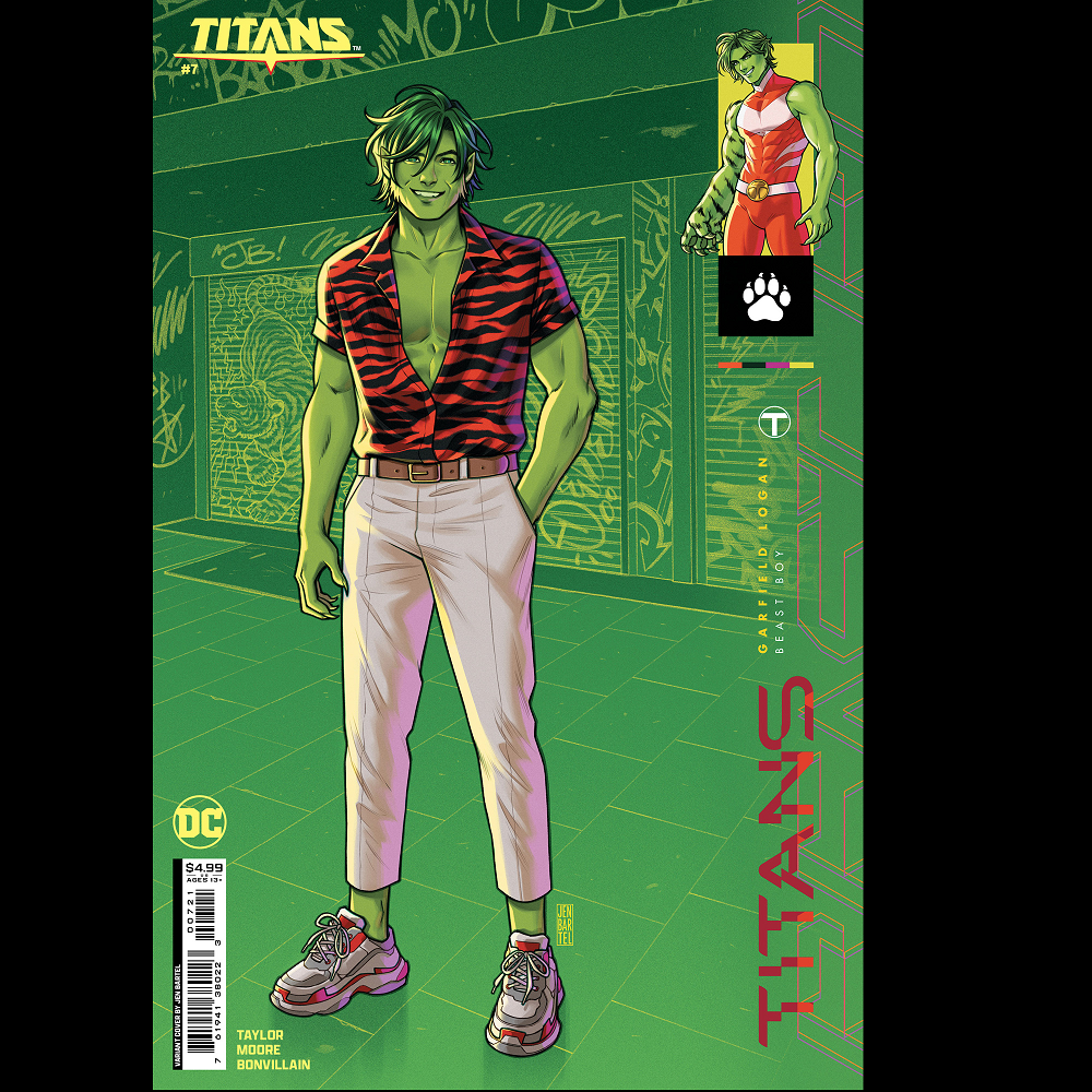 Titans #7 from DC written by Tom Taylor with art by Travis Moore and cover art B. Royal Blood Part Two.