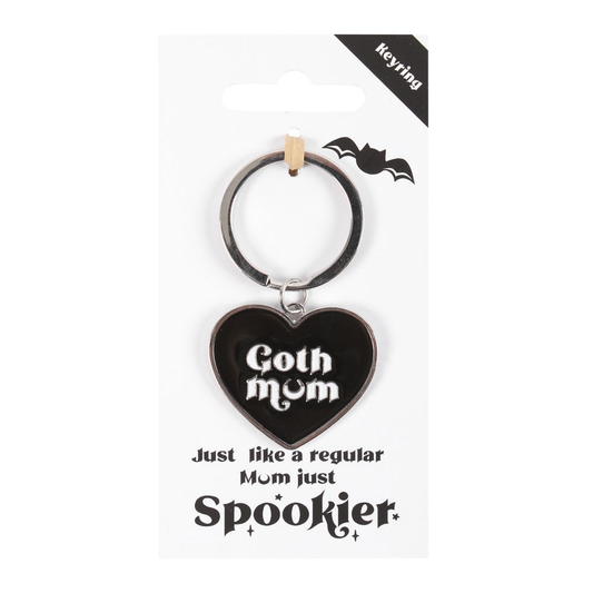 Goth Mum Keyring, a black heart ...