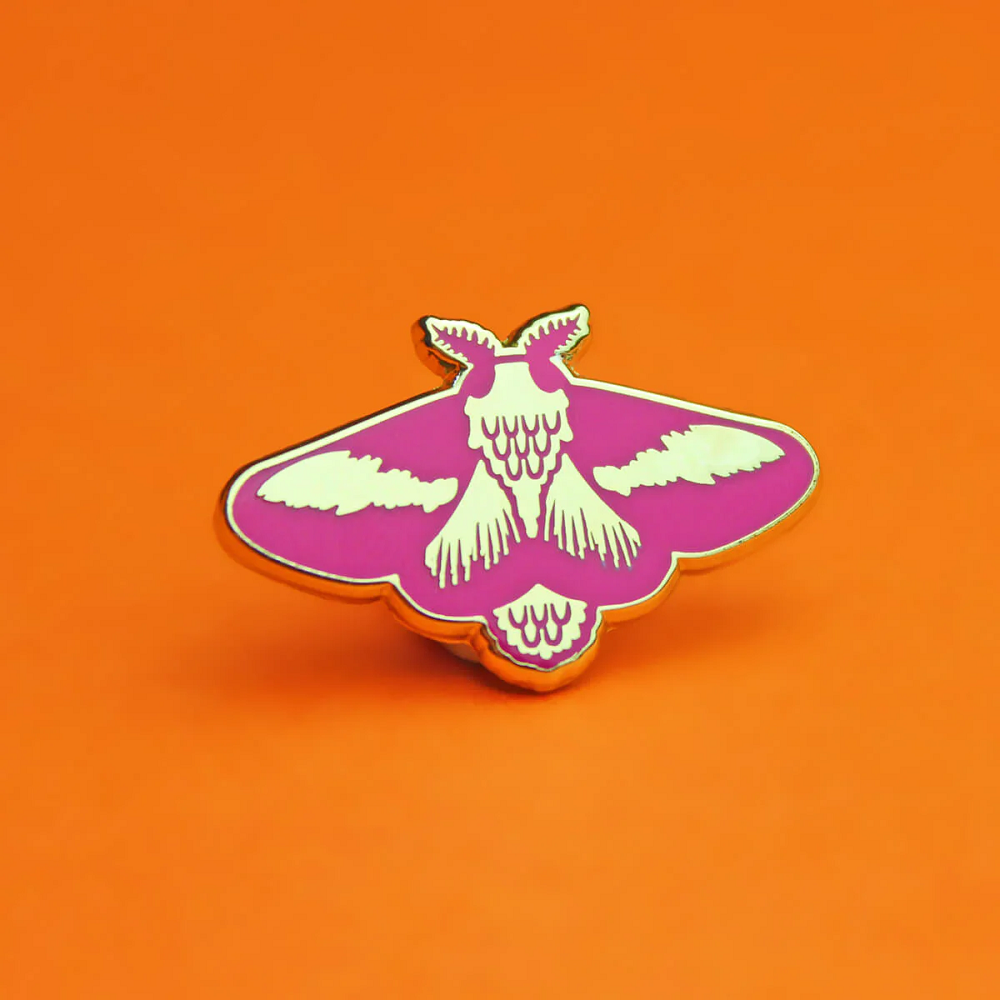 Rosy Maple Moth Enamel Pin Badge