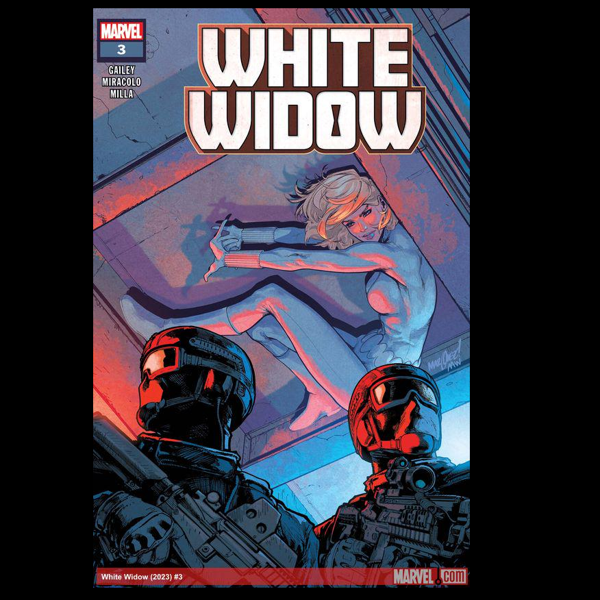 White Widow #3 from Marvel Comics written by Sarah Gailey with art by Alessandro Miracolo. When a shady corporation called Armament threatens Yelena Belova and her neighbors with eviction under suspicious circumstances, she decides to take the problem into her own hands.  