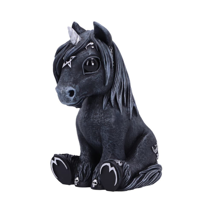 Culticorn a cult cuties figurine by Nemesis Now. A majestic black unicorn with silver details sitting and looking adorable for your ornament collection.