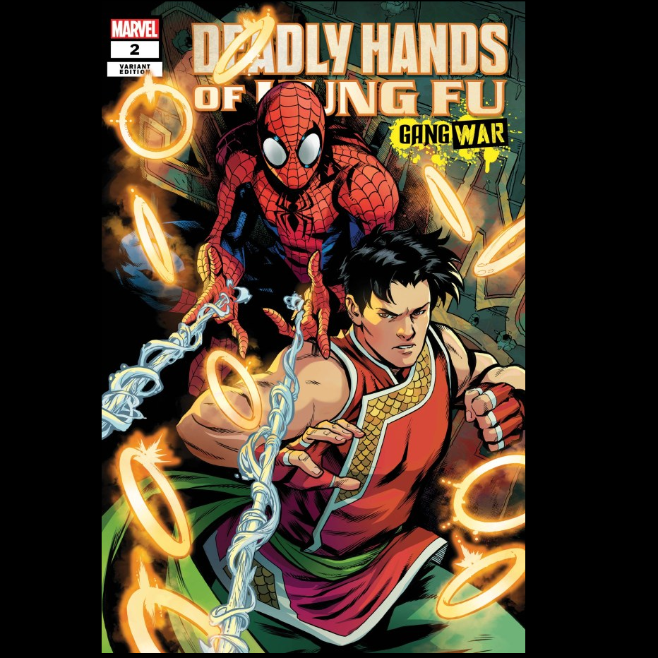 Gang War Deadly Hands of Kung Fu #2 from Marvel Comics written by Greg Pak with art by Caio Majado. Shang-Chi’s greatest weapons are lost to him and Chinatown will burn if the Master of Kung Fu doesn’t win the war. Can Shang-Chi defeat his rivals and protect Chinatown without sacrificing his principles or will Spider Man and his allies bring him down first? 