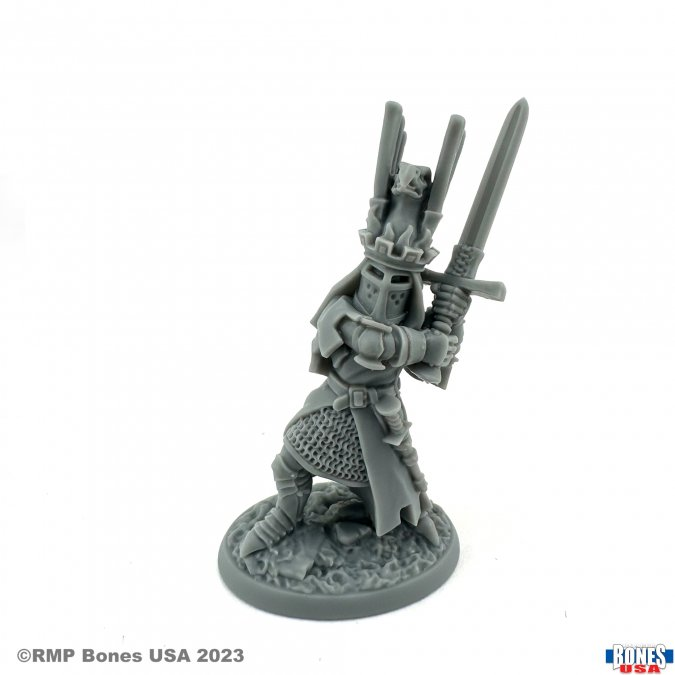 30155 Sir James The Blue Heraldic Knight from the Reaper bones USA legends range, sculpted by Werner Klocke. A digitally remastered miniature representing a heraldic knight with an elaborate phoenix helm and holding a two handed sword for your tabletop gaming and hobby needs.&nbsp; &nbsp;