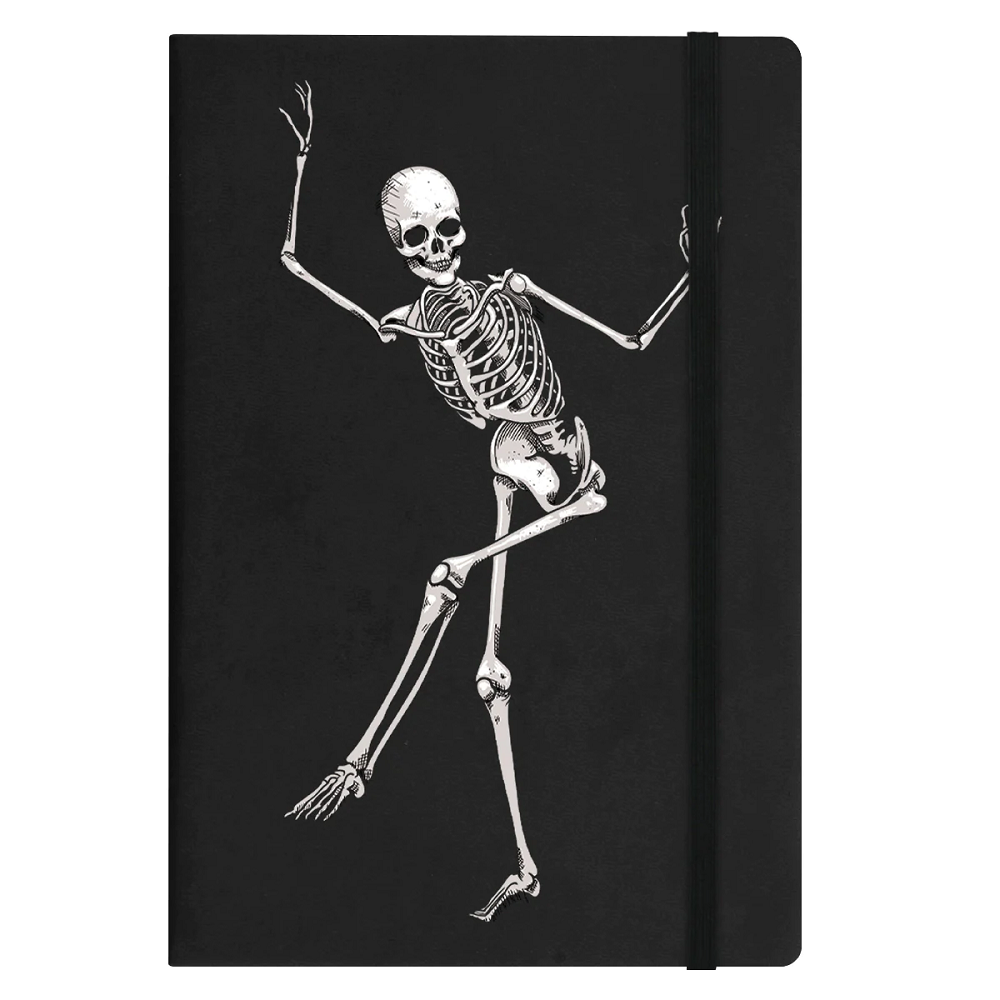 Dancing Skeleton Black A5 Hard Cover Notebook