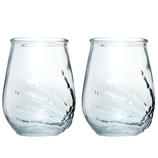 Skeleton Hand Set of 2 Glass Tum...