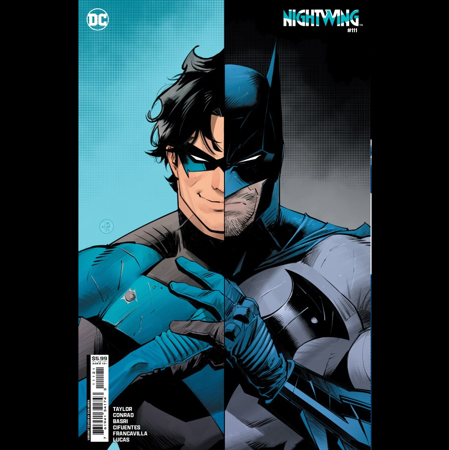 Nightwing #111 from DC comics with cover art B,&nbsp; written by Tom Taylor with art by Sami Basri.