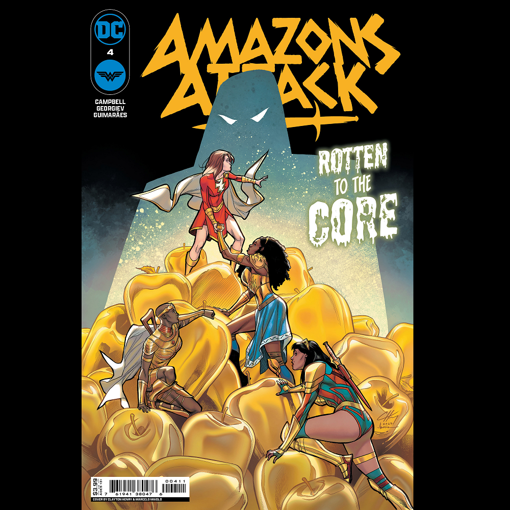 Amazons Attack #4 from DC comics written by Josie Campbell, art by Vasco Georgiev with cover art variant A by Clayton Henry & Marcelo Maiolo.