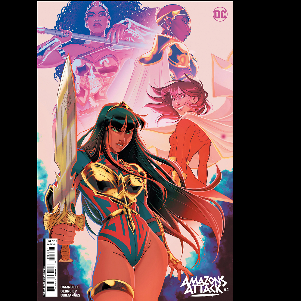 Amazons Attack #4 from DC comics written by Josie Campbell, art by Vasco Georgiev with cover art variant B by Sweeney Boo