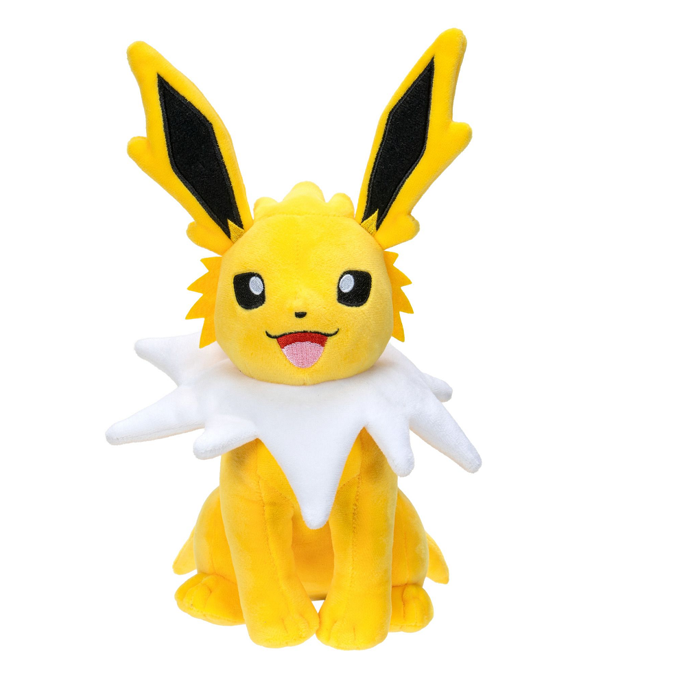 Pick up your own cuddly Pokémon plush and celebrate this much loved game franchise. This soft plush toy depicts the electric type lightning Pokémon Jolteon, with a soft fabric, this cuddly toy is a perfect gift for fans of Pokémon.