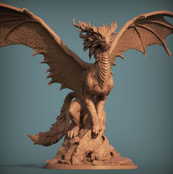 Forest Dragon by Iron Gate Scenery.&nbsp; A 28mm scale printed resin miniature representing a forest dragon sat majestically upon a rock, a great edition to your miniature collection, for your painting joy or as a monster in your Dungeons and Dragons (D&D) or RPG game