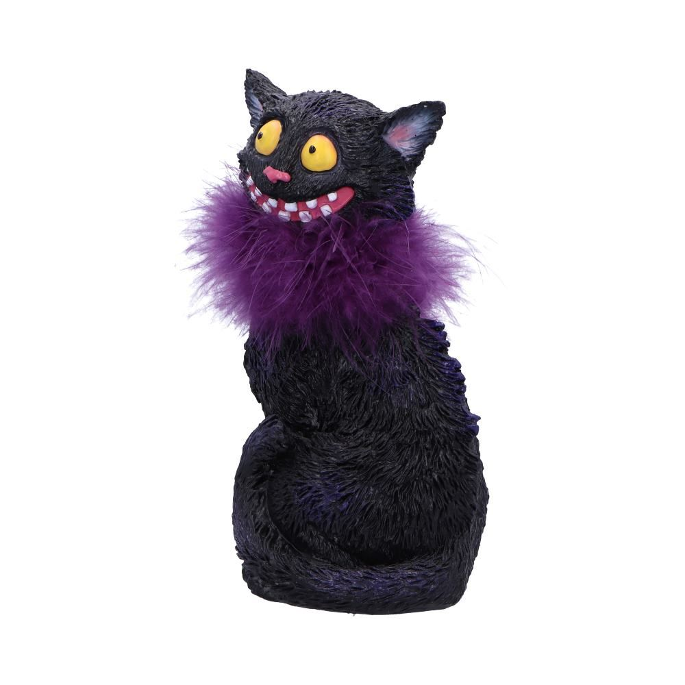 Furgus Black Cat With Purple Feather Boa