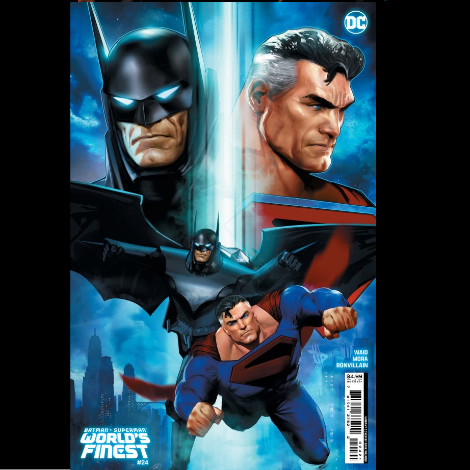 Batman Superman Worlds Finest #24 from DC comics written by Mark Waid with art by Dan Mora and cover art variant B