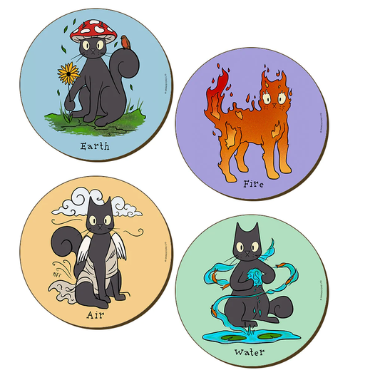 Spooky Cat Elements Coasters. A ...