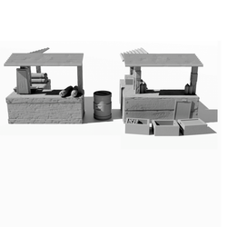 Market Stall I & II by Iron Gate Scenery for tabletop gaming scenery