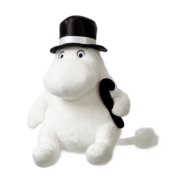 This charmingly collectible Moominpappa plush with embroidered eyes, black hat and black walking stick