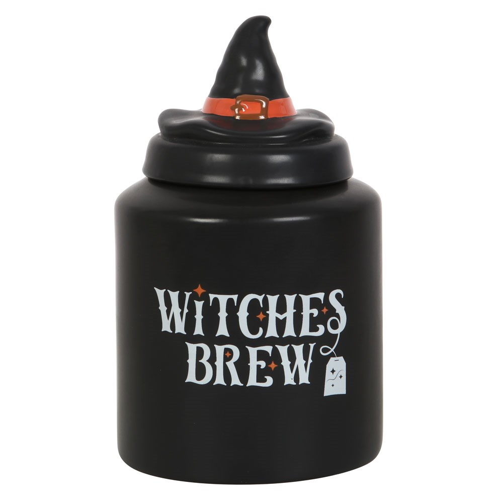 Witches Brew Ceramic Canister. A wonderfully spooky way to store your tea bags or indeed anything else you wanted to keep in this black canister jar.