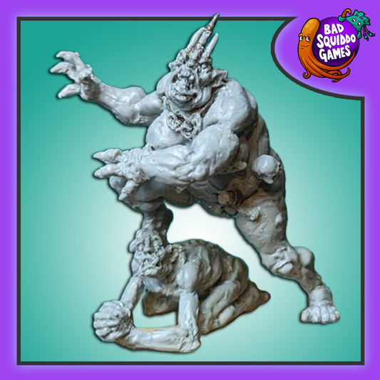 Ghoul Matriarch, a resin miniature by Bad Squiddo Games sculpted by Paul Muller representing a higher ranking ghoul with one foot on the head of a lower ranking ghoul&nbsp;making great miniatures for your tabletop gaming, diorama and RPG needs