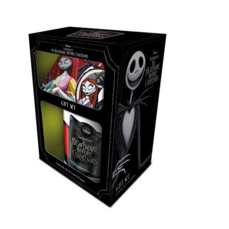 Nightmare Before Christmas Mug, Coaster and Keychain Set. A great gift for a Nightmare Before Christmas fan which includes a mug, a coaster and a keyring featuring Jack and Sally. 