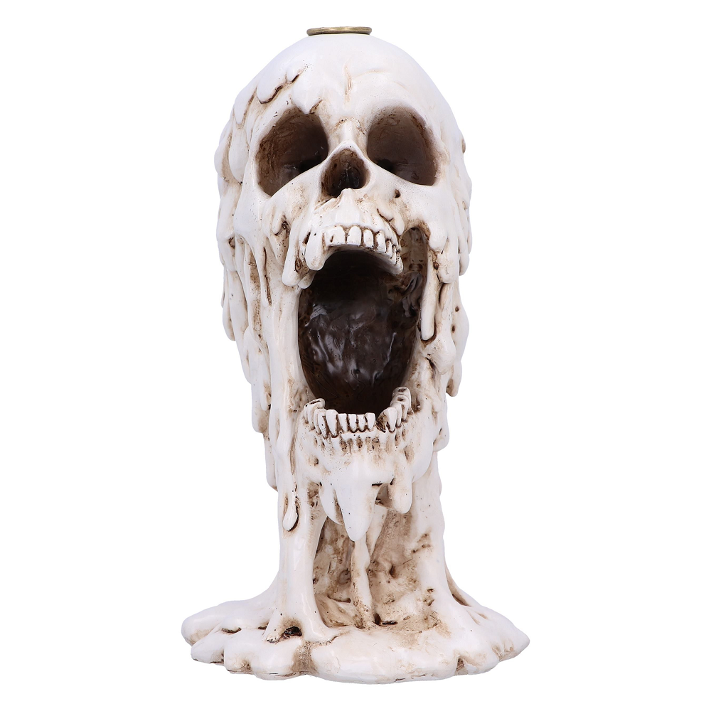 Scorching Melting Skull Incense Burner by Nemesis Now. An amazing edition to your home decor this incense burner comes with a cone incense which allows the smoke to flow through the skulls eyes and mouth creating a wonderful effect. 