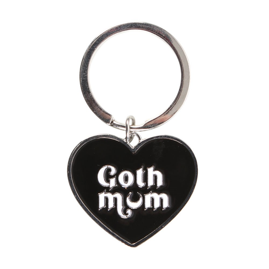 Goth Mum Keyring, a black heart ...