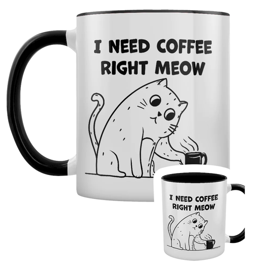 I Need Coffee Right Meow Black I...