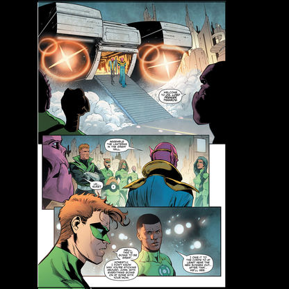 Green Lantern #7 by DC comics written by Jeremy Adams and Peter J Tomasi with art by Dale Eaglesham and David Lafuente and cover art B by Evan Doc Shaner.