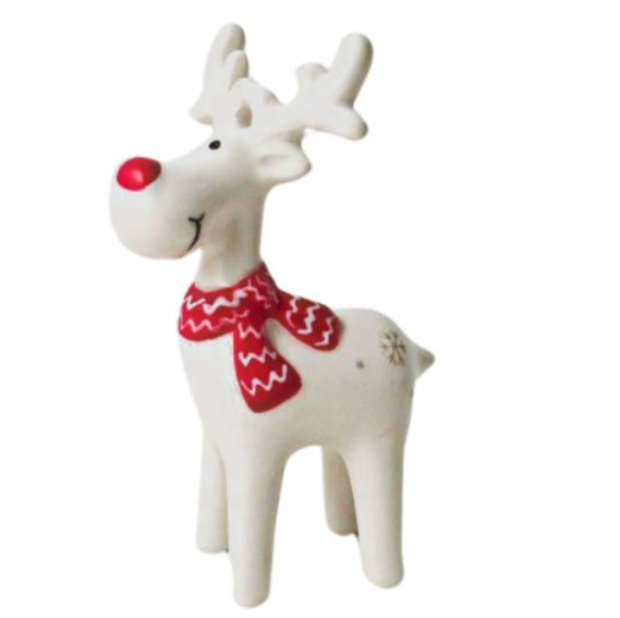 White Reindeer With Red Scarf