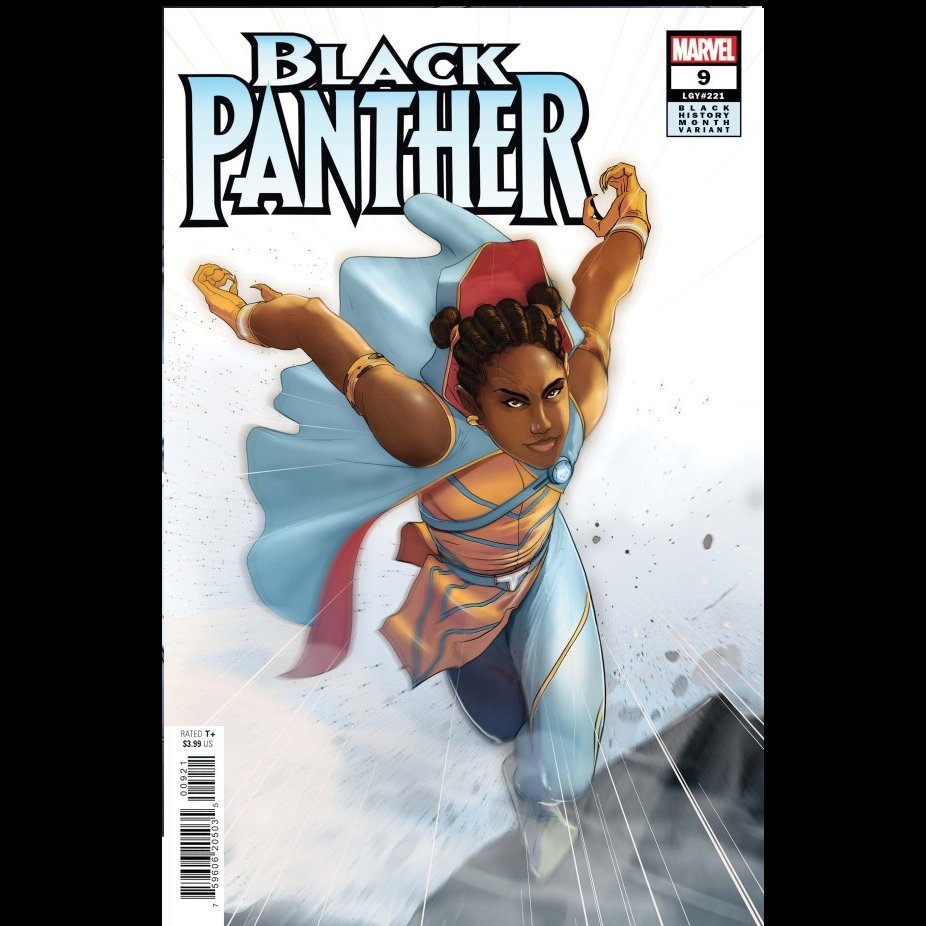 Black Panther #9 from Marvel Comics Black History Month cover art written by Eve L Ewing with art by Mack Chater