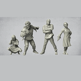 Asylum Inmates by Crooked Dice, a set of four white metal 28mm scale miniatures for your horror RPG or tabletop game. Featuring two female and two male inmates in a horror film insane asylum style.