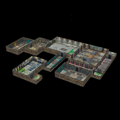 Tenfold Dungeon Daedalus Station. A big box of modular tabletop terrain designed to represent a derelict behemoth adrift in space. Containing 12 durable double sided rooms with 1"x1" grid discretely layered into the environment to build the perfect trap for your RPGs.