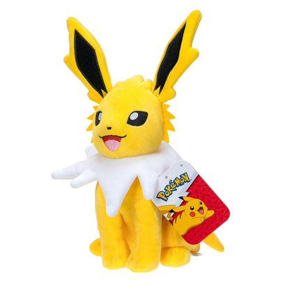 Pick up your own cuddly Pokémon plush and celebrate this much loved game franchise. This soft plush toy depicts the electric type lightning Pokémon Jolteon, with a soft fabric, this cuddly toy is a perfect gift for fans of Pokémon.