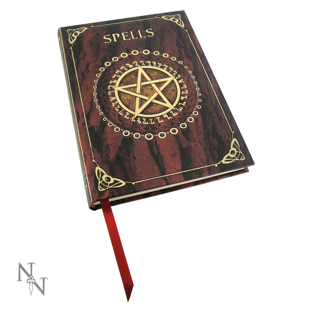 A wonderful A5 notebook with plain pages and glorious cover decoration, Mrs MLG thinks that the images do not do this book justice as the marbled red background shimmers and perfectly compliments the gold pentagram, decoration and the word Spells which is also present on the spine and gives this notebook a luxurious felling meaning this easy to carry notebook would make a lovely gift for a witch friend or yourself.   