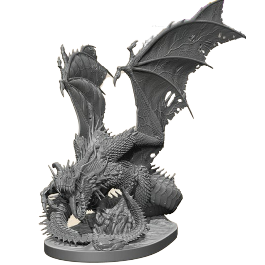 30th Anniversary Dragon miniature from Reaper Miniatures. This is an unboxed, not in retail packaging miniature representing a large dragon in a fierce position with wings up and tail coiled around. Part of the Reaper Kickstarter this imposing miniature would make a great edition to your tabletop games, RPGs, collection or painting projects