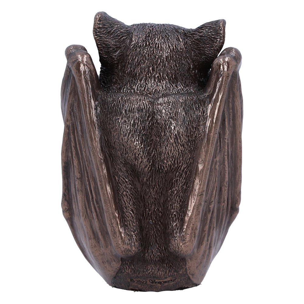 Bat Snuggle Box with a bronze look finish expertly hand painted. A wonderful cute bat gift box fusing fantasy and functionality.  