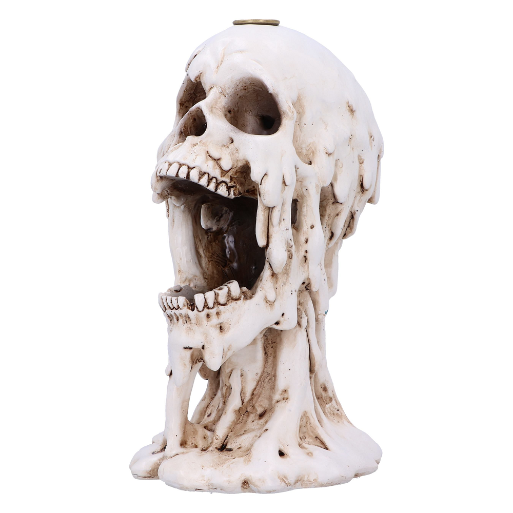 Scorching Melting Skull Incense Burner by Nemesis Now. An amazing edition to your home decor this incense burner comes with a cone incense which allows the smoke to flow through the skulls eyes and mouth creating a wonderful effect. 